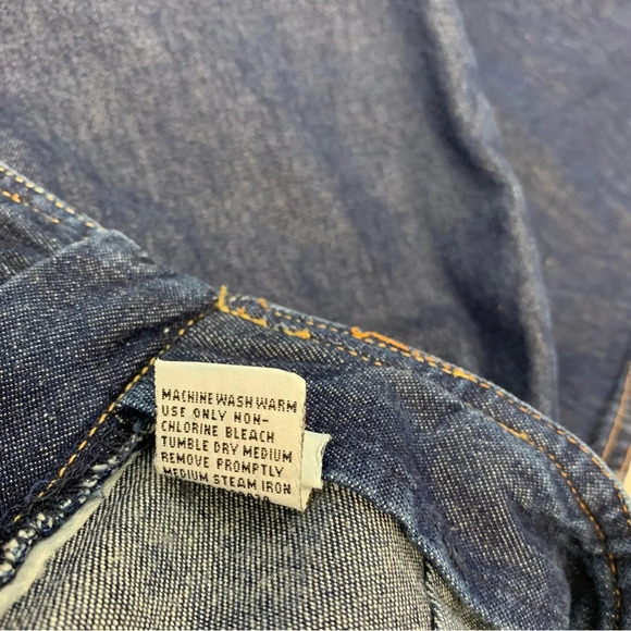 Forenza Long Denim Skirt 12 Midi Maxi Front Slit 100% Cotton Blue Back Zip Boho - Picture 9 of 11